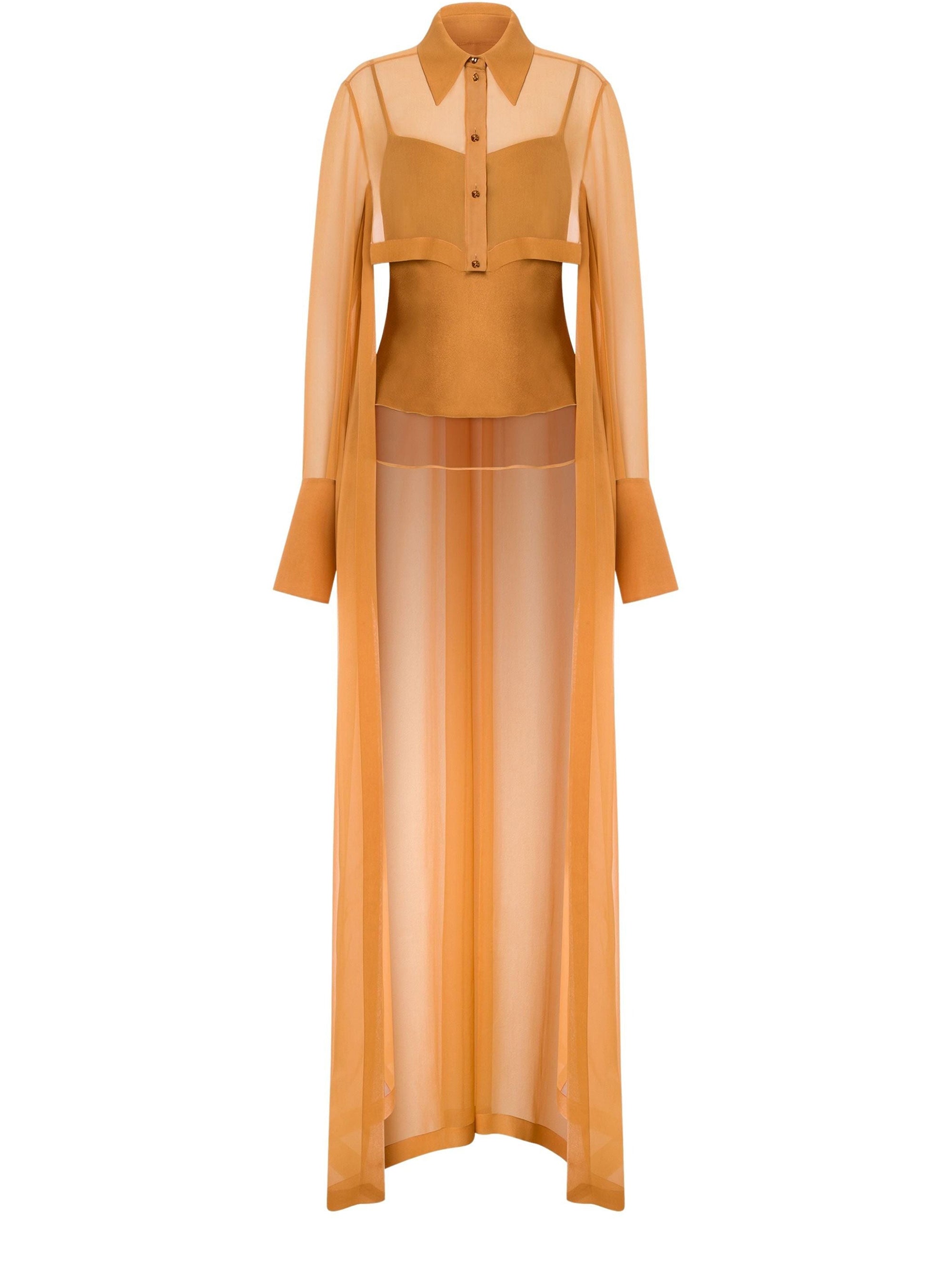 Chemise en mousseline de soie - Brown & Yellow