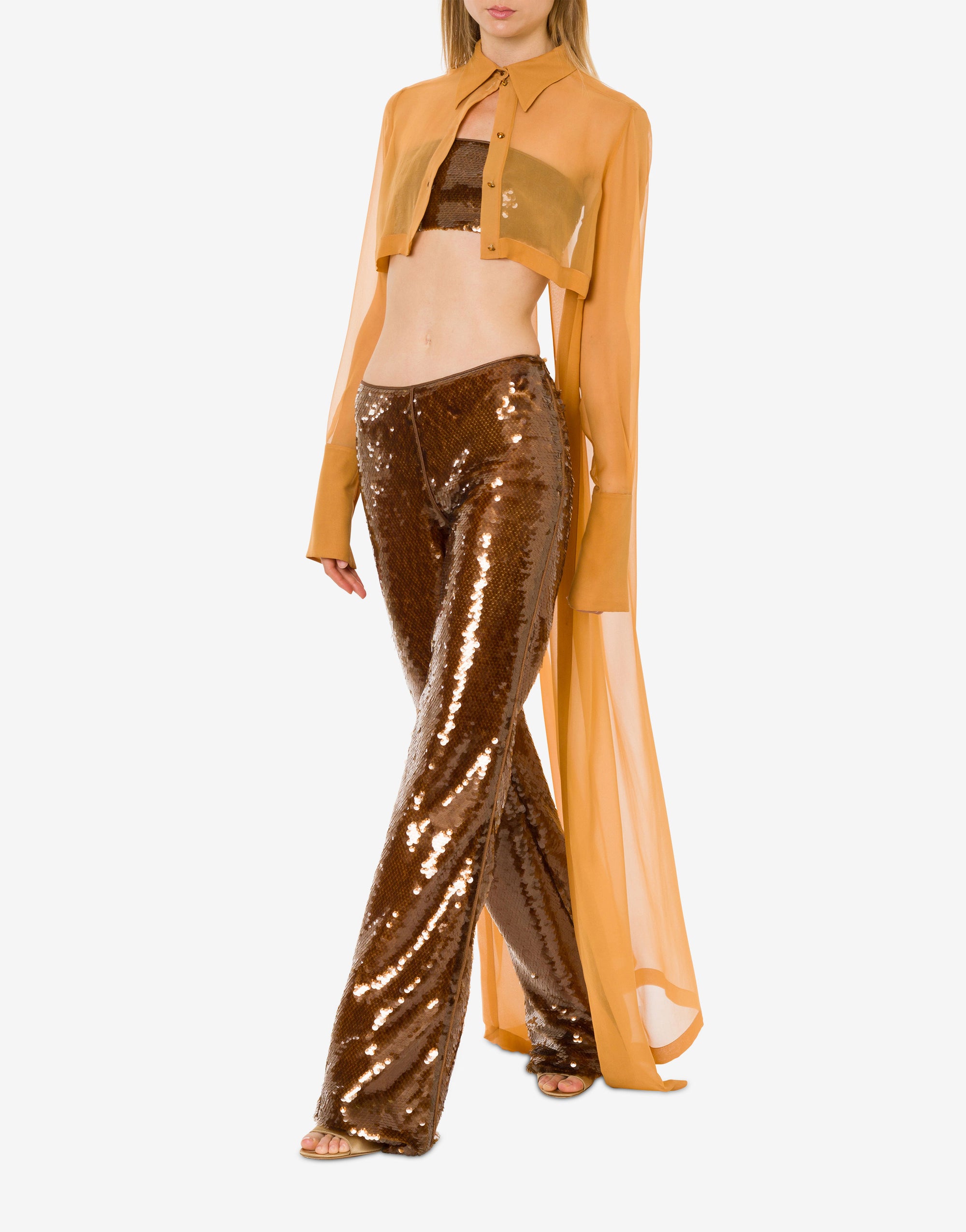 Chemise en mousseline de soie - Brown & Yellow