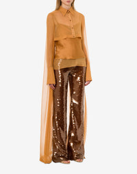 Chemise en mousseline de soie - Brown & Yellow