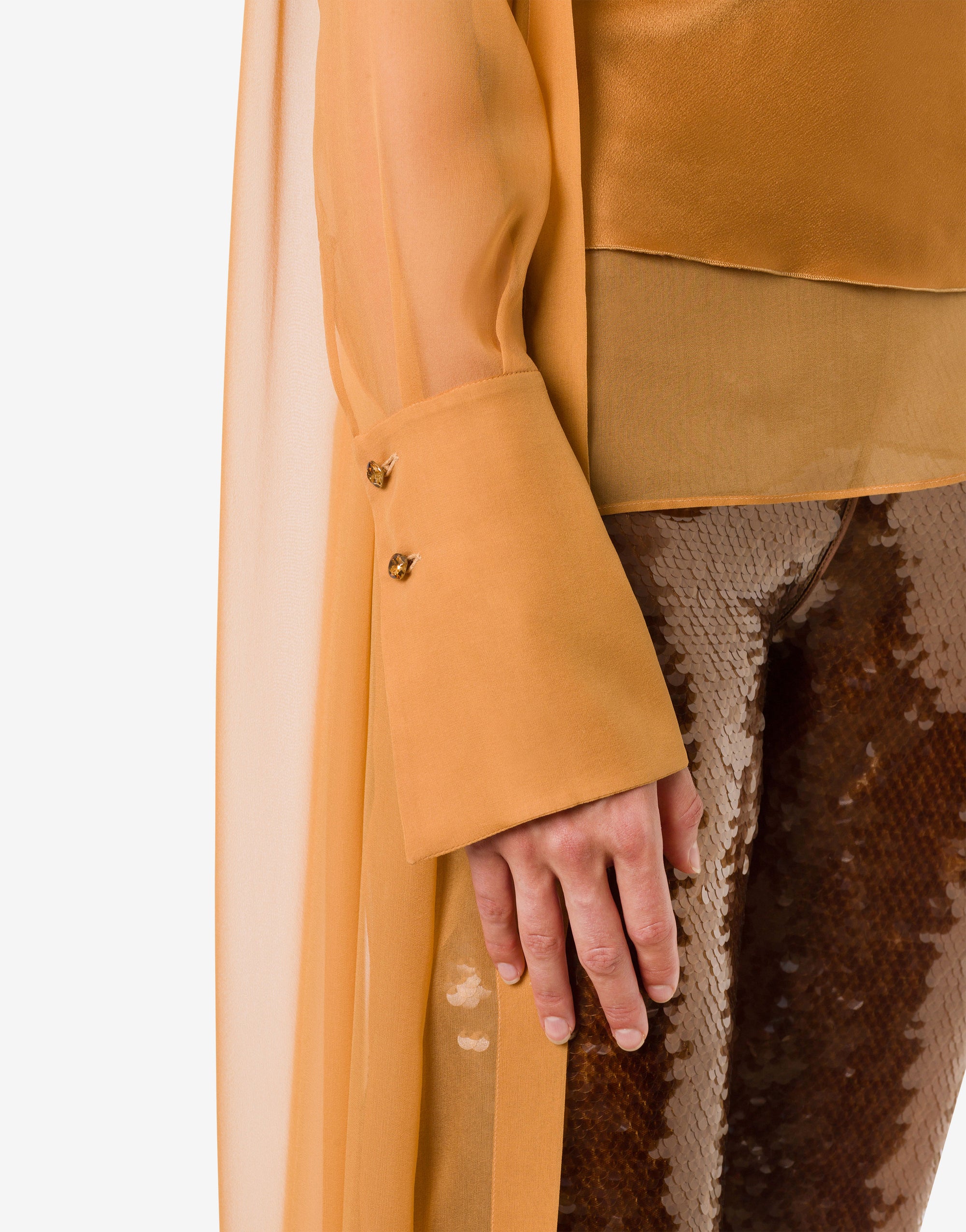 Chemise en mousseline de soie - Brown & Yellow