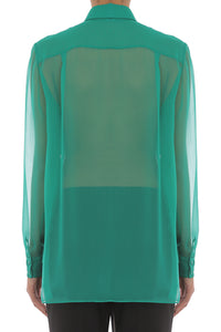 Chemise en mousseline de soie à poches - Green