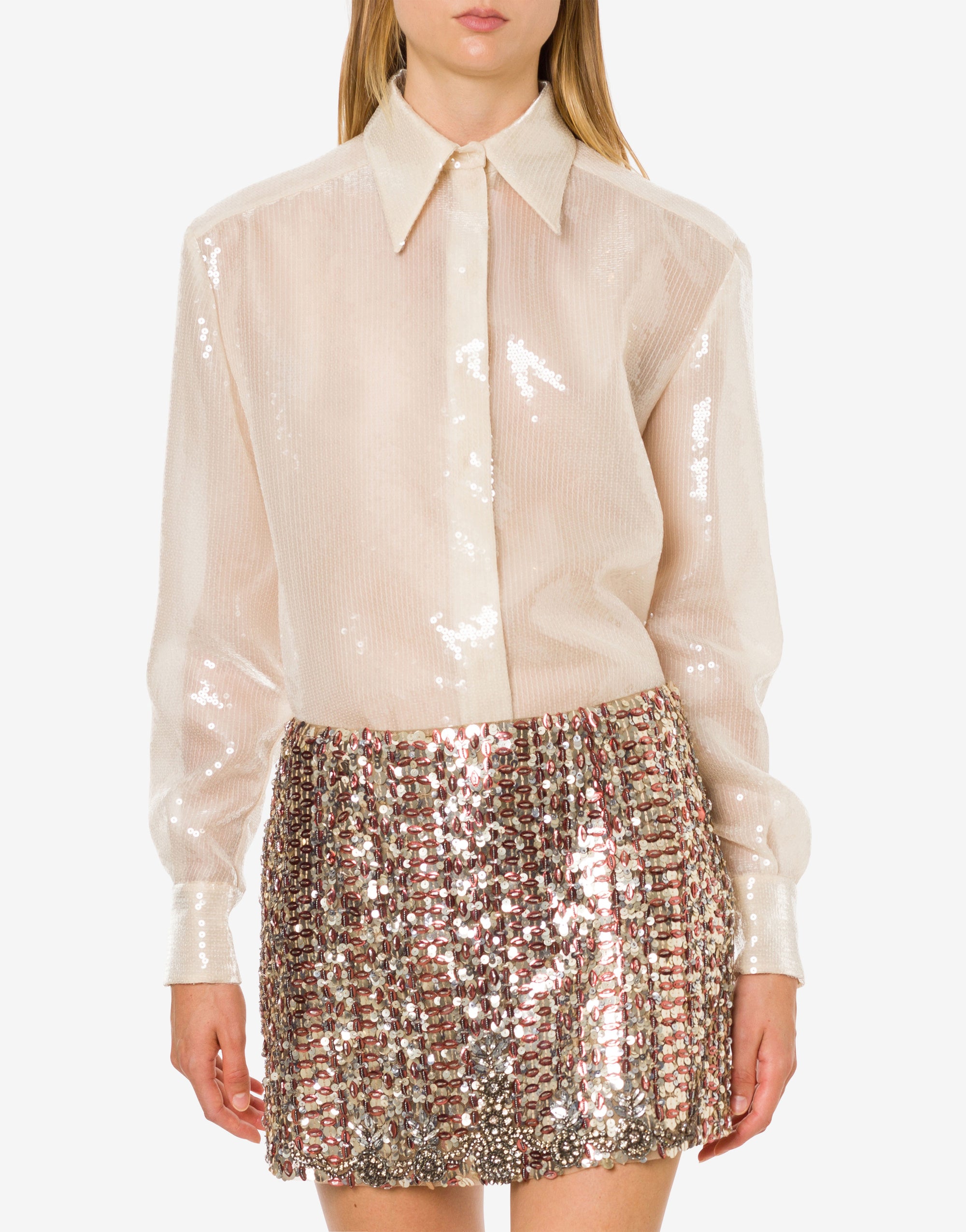 Chemise brodée de sequins - Ivory
