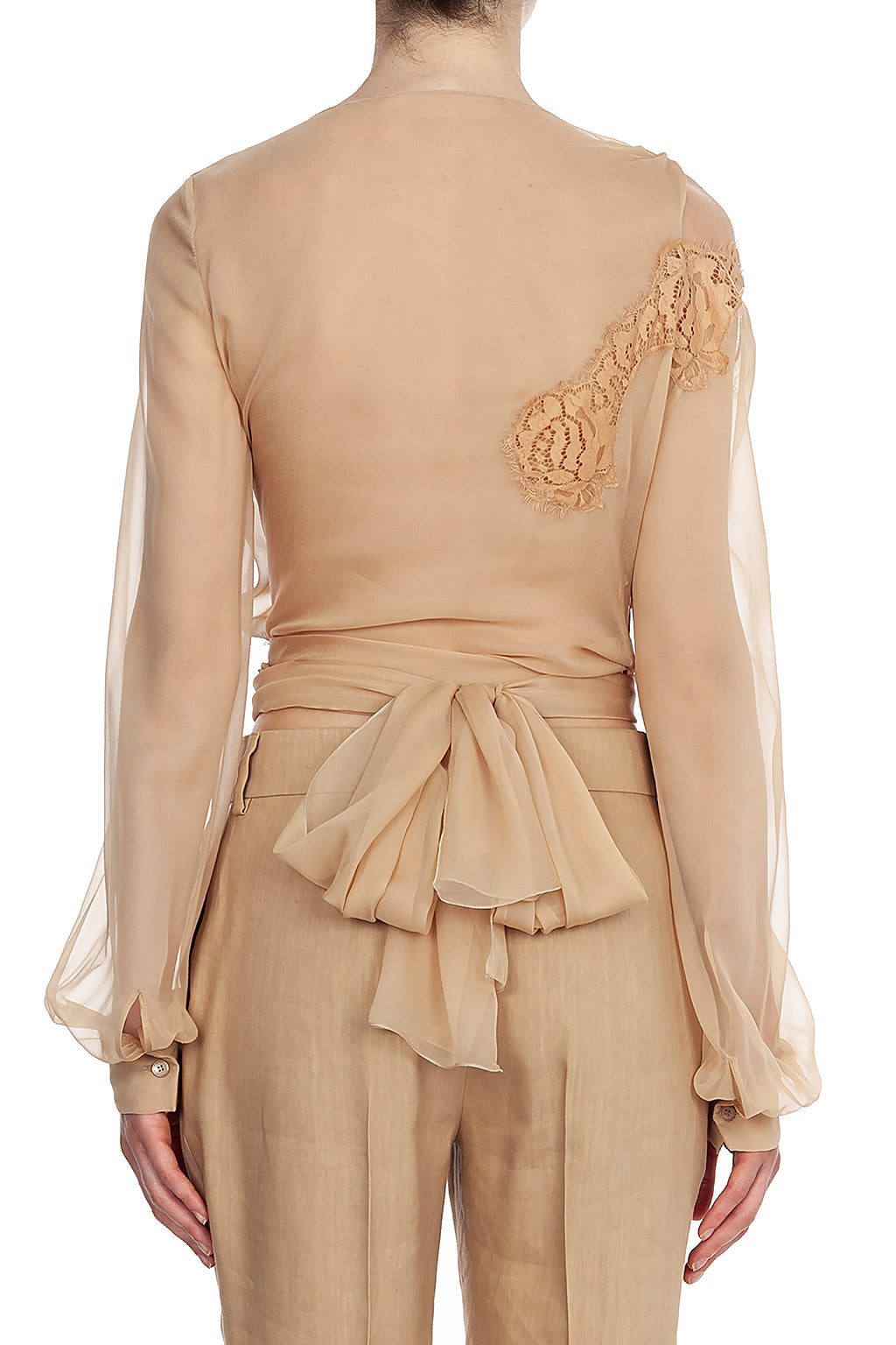 Blouse avec incrustations en soie - Beige