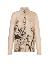 Chemise en sergé de soie à imprimé - Beige