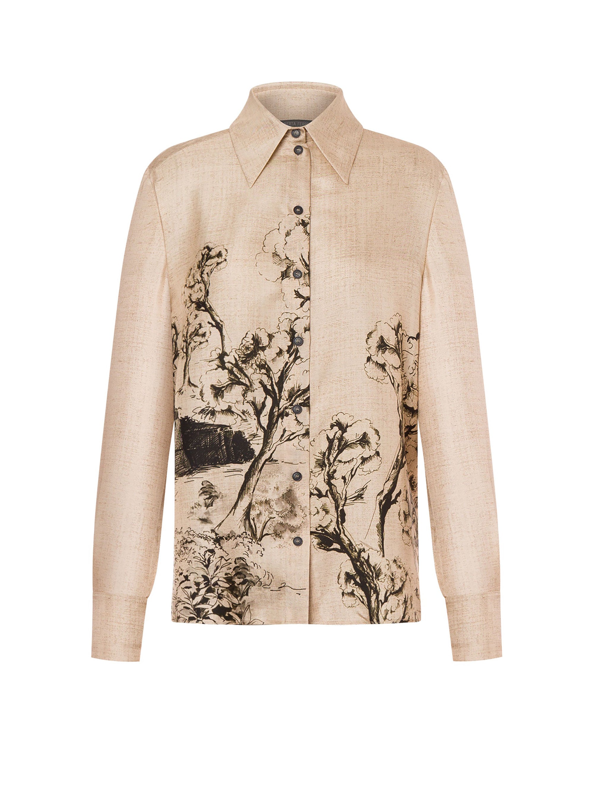 Chemise en sergé de soie à imprimé - Beige