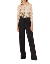 Chemise en sergé de soie à imprimé - Beige