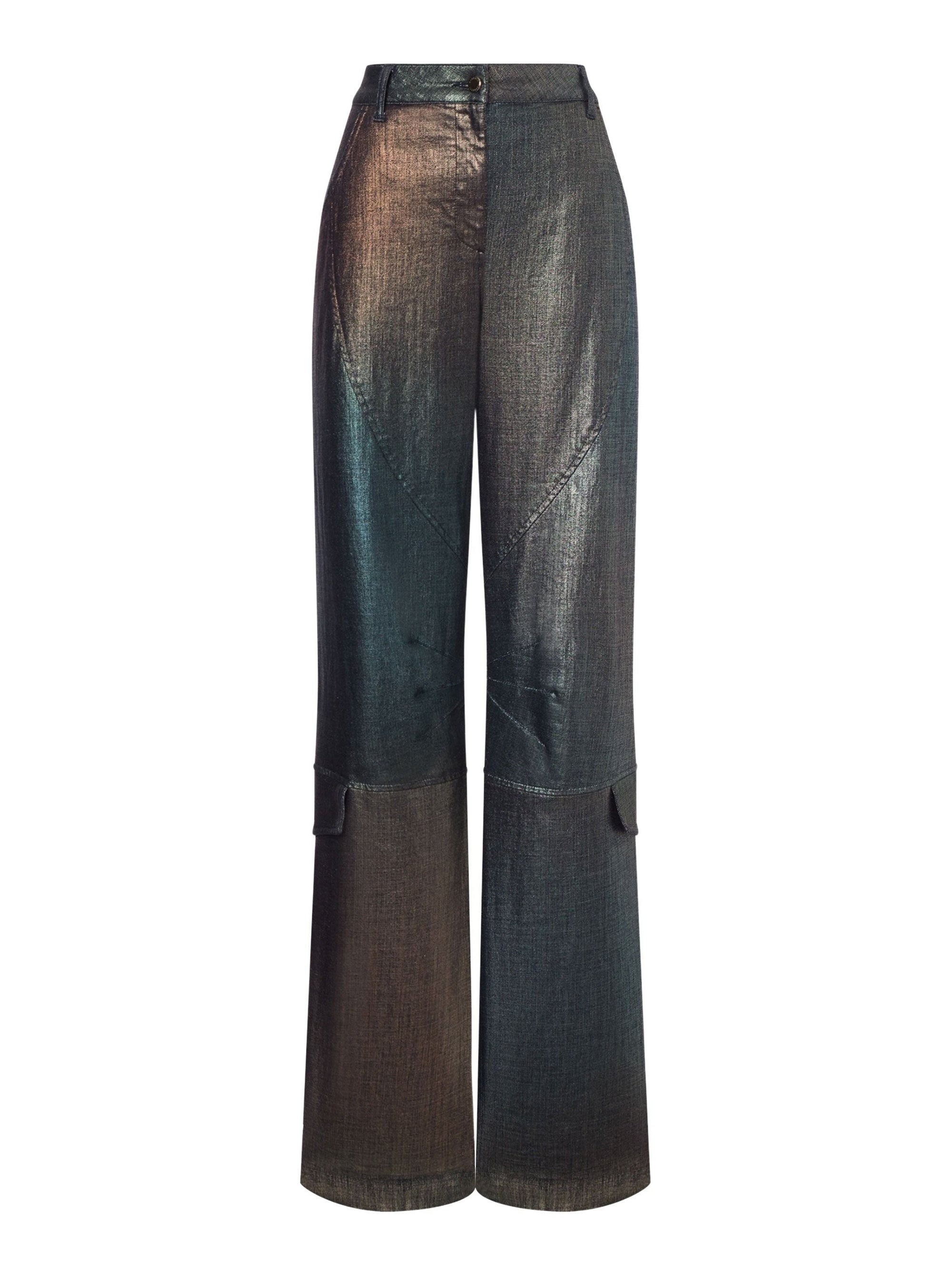 Pantalon en denim laminé et dégradé - Multicolor & Grey