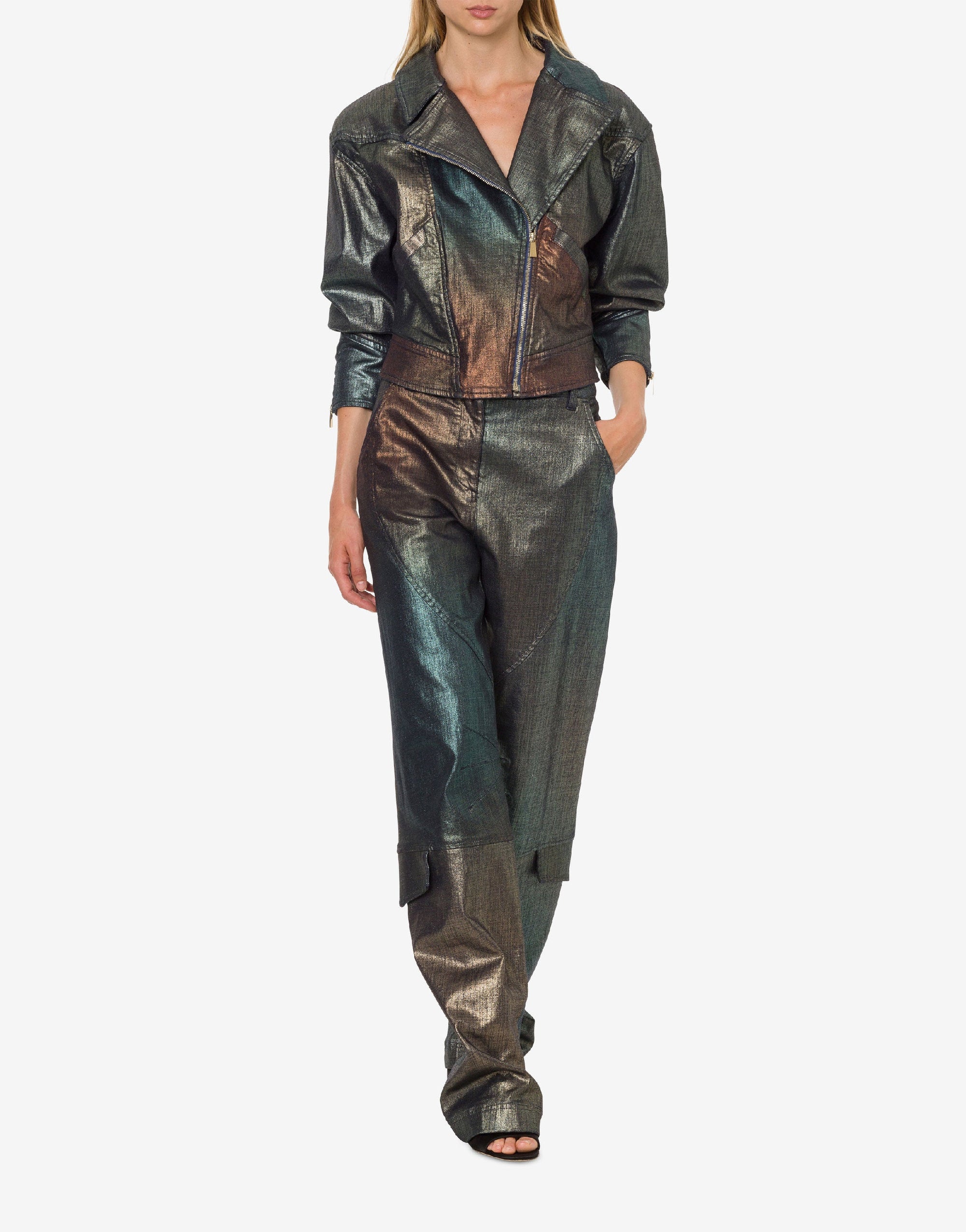 Pantalon en denim laminé et dégradé - Multicolor & Grey