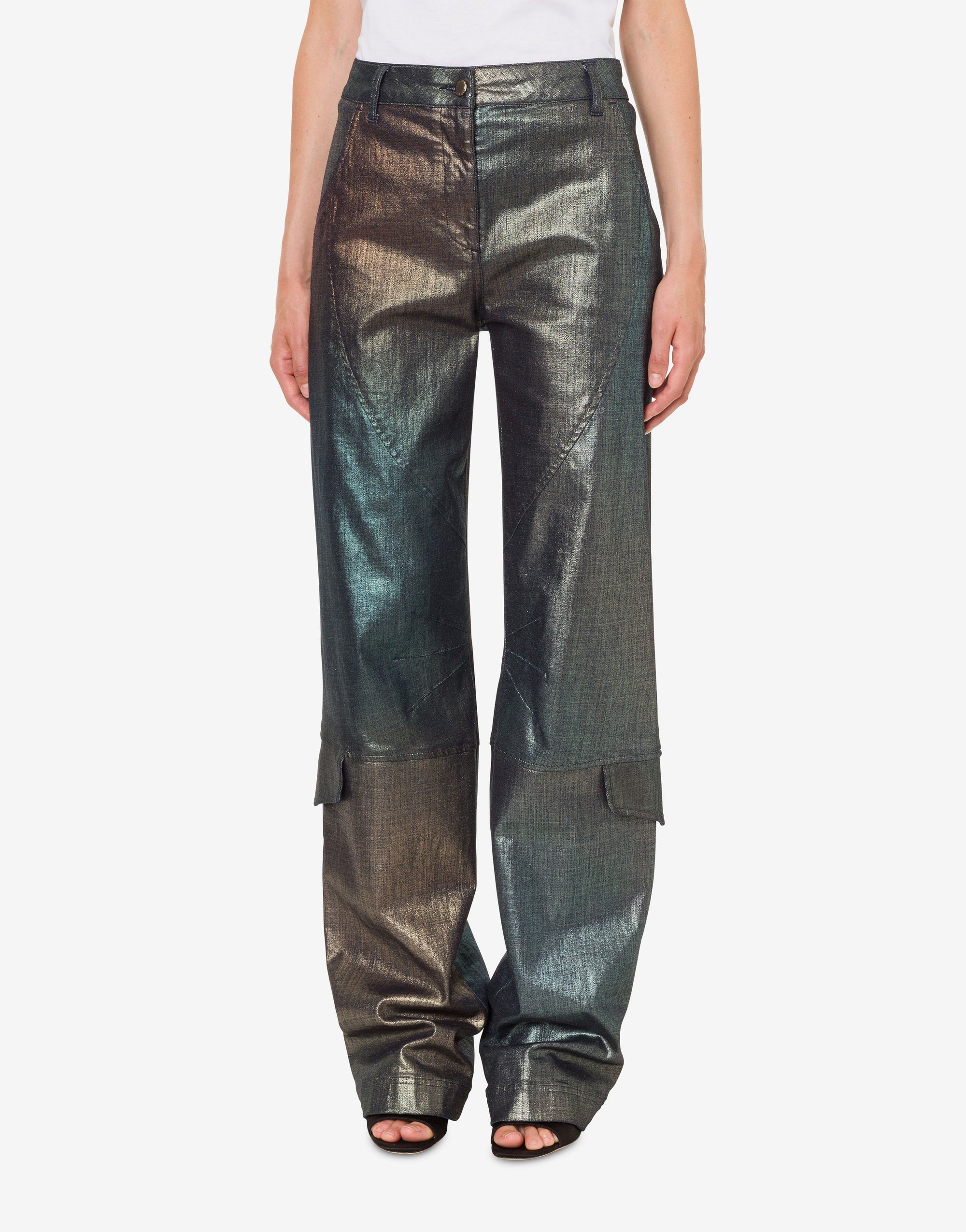 Pantalon en denim laminé et dégradé - Multicolor & Grey