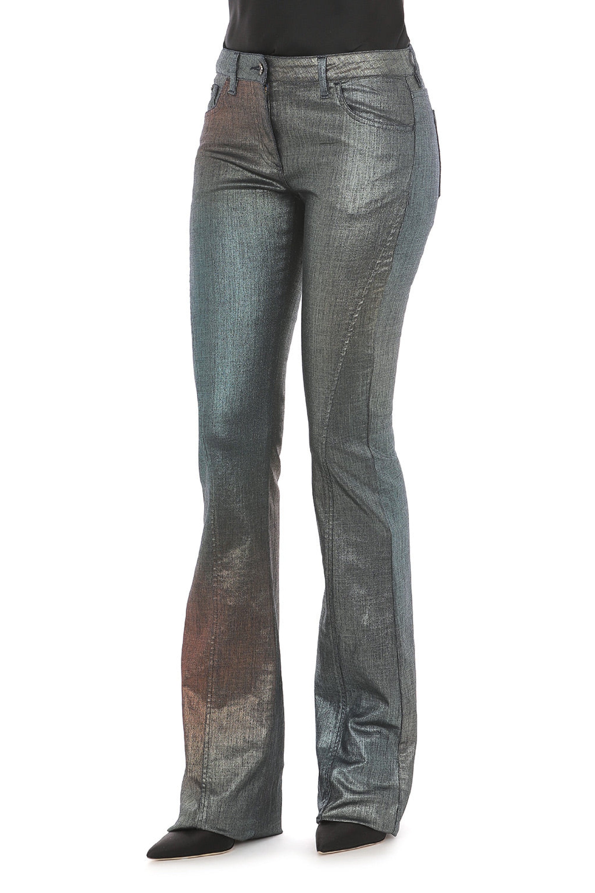 Pantalon en denim imprimé - Multicolor & Grey