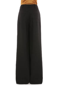 Pantalon en lin stretch à jambe large - Black