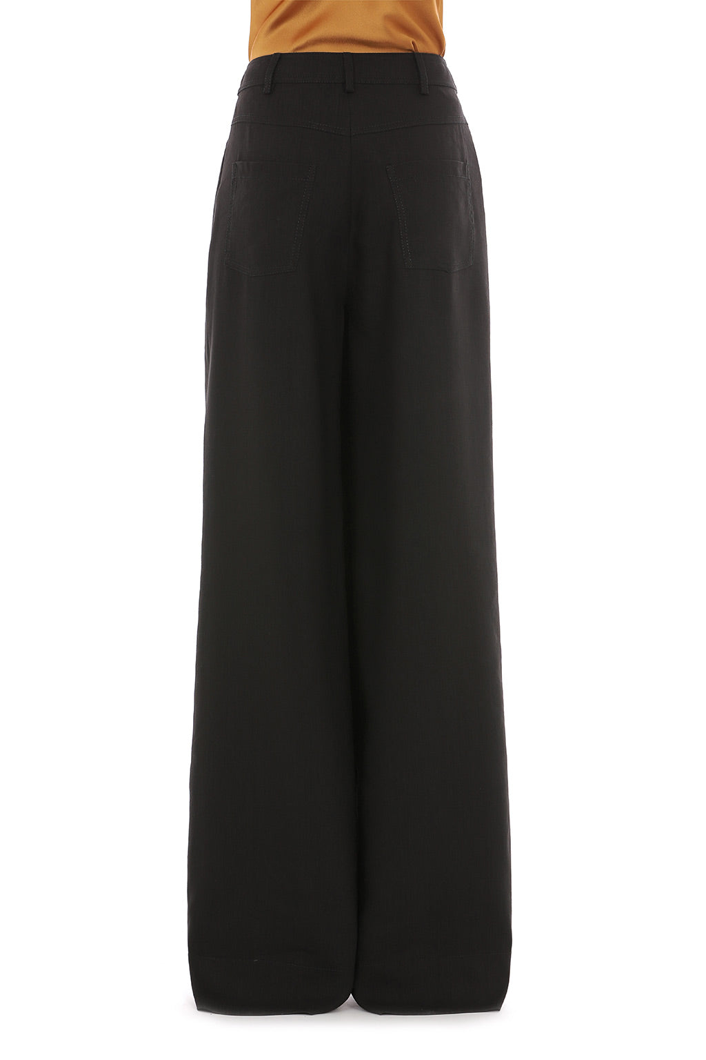 Pantalon en lin stretch à jambe large - Black