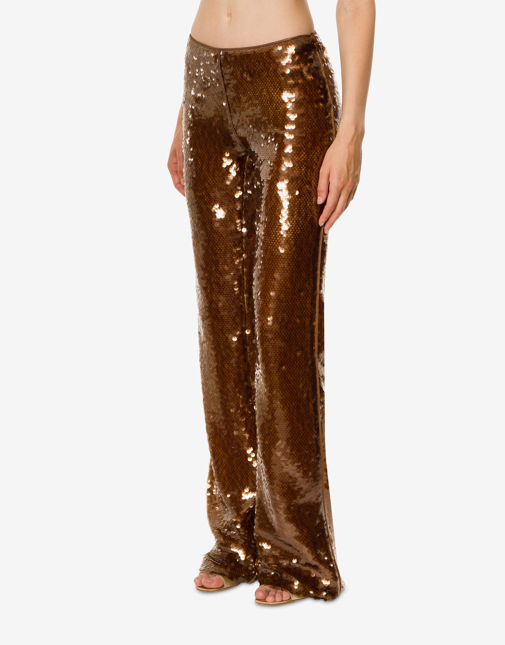 Pantalon évasé en sequins - Brown