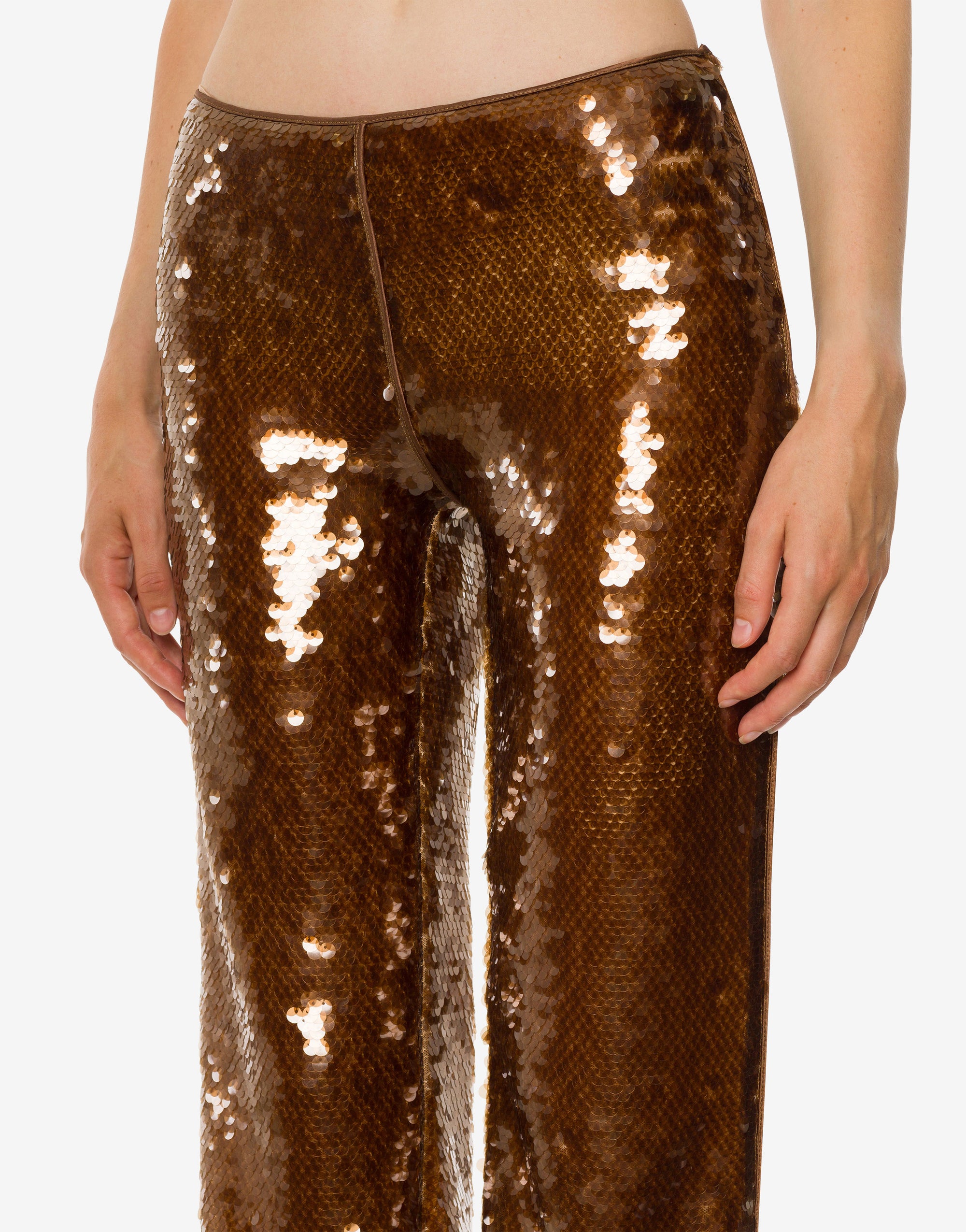 Pantalon évasé en sequins - Brown