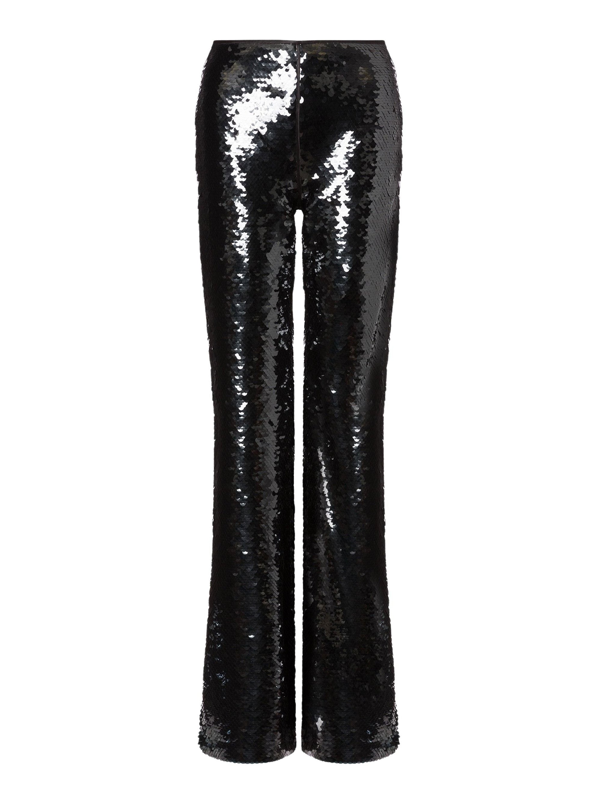 Pantalon évasé en sequins - Black