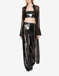 Pantalon évasé en sequins - Black