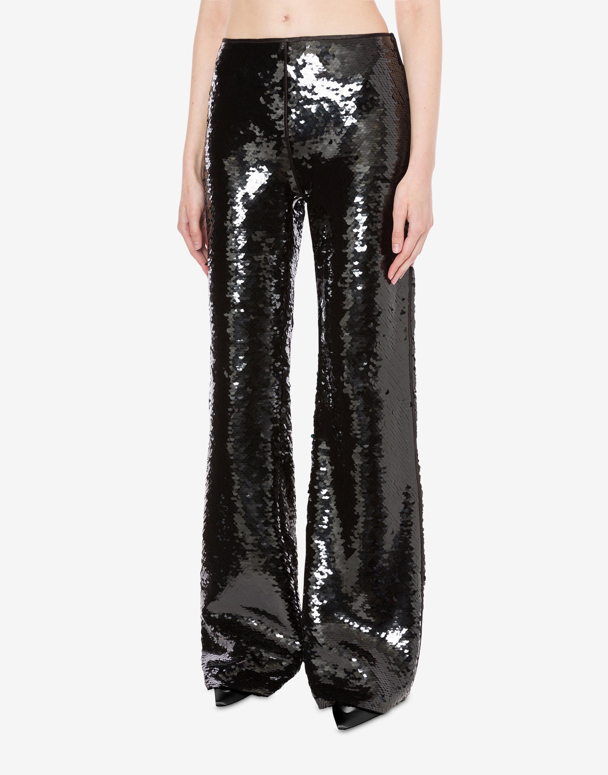 Pantalon évasé en sequins - Black