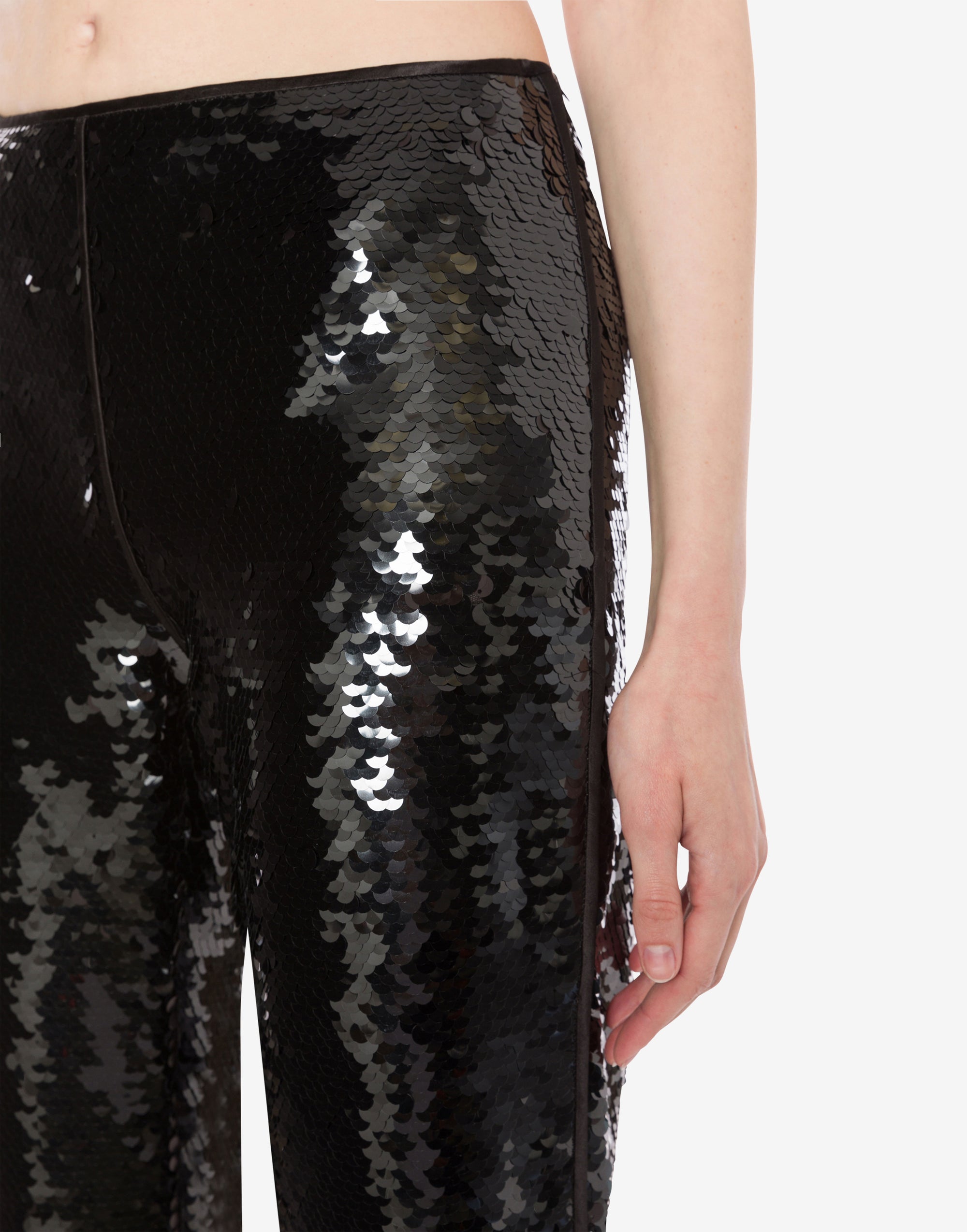 Pantalon évasé en sequins - Black