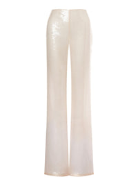 Pantalon évasé en sequins sur organza - Ivory