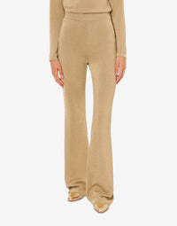 Pantalon flare en maille lamé - Beige