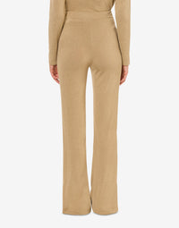 Pantalon flare en maille lamé - Beige