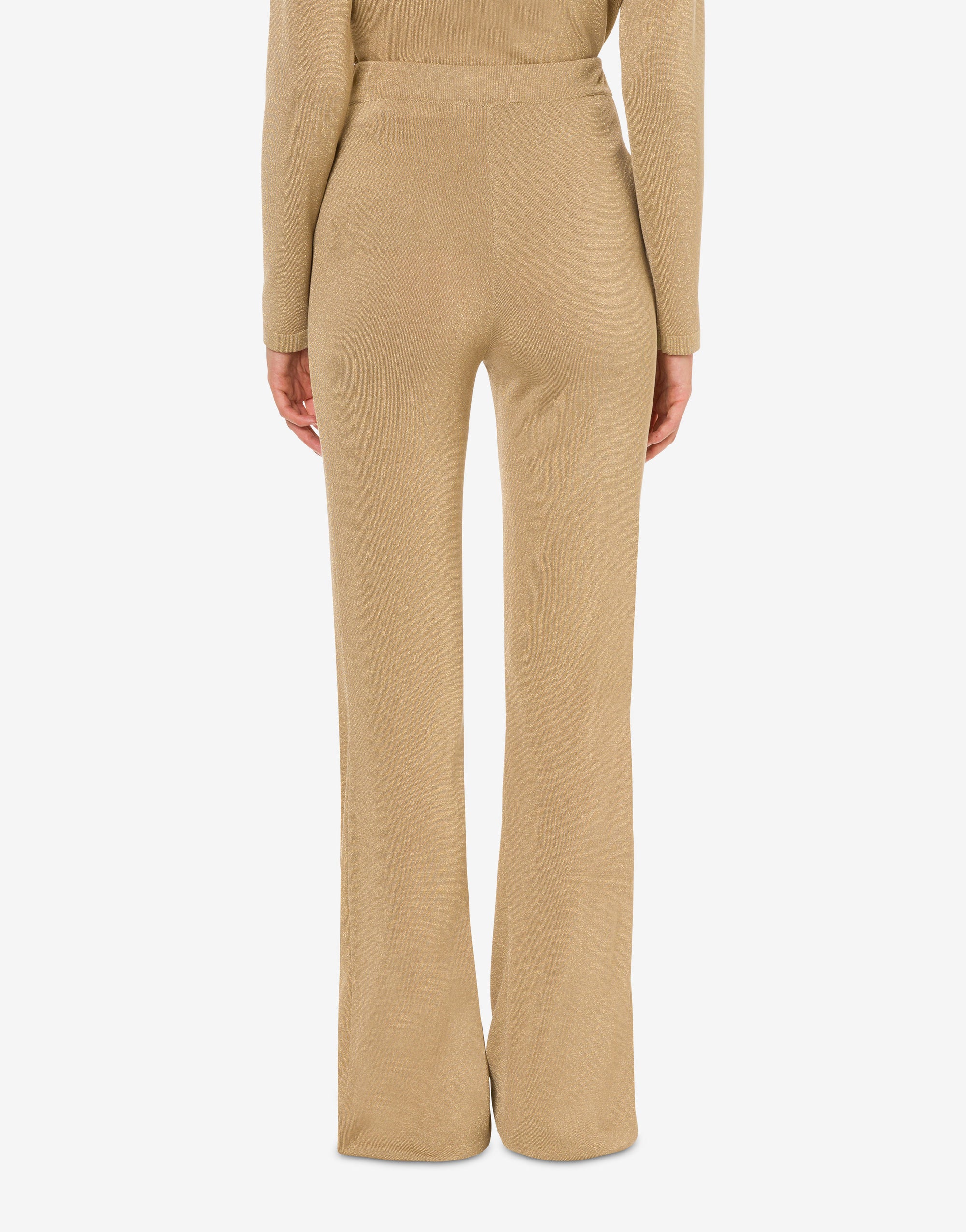 Pantalon flare en maille lamé - Beige