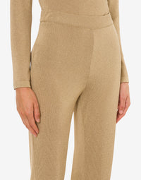 Pantalon flare en maille lamé - Beige