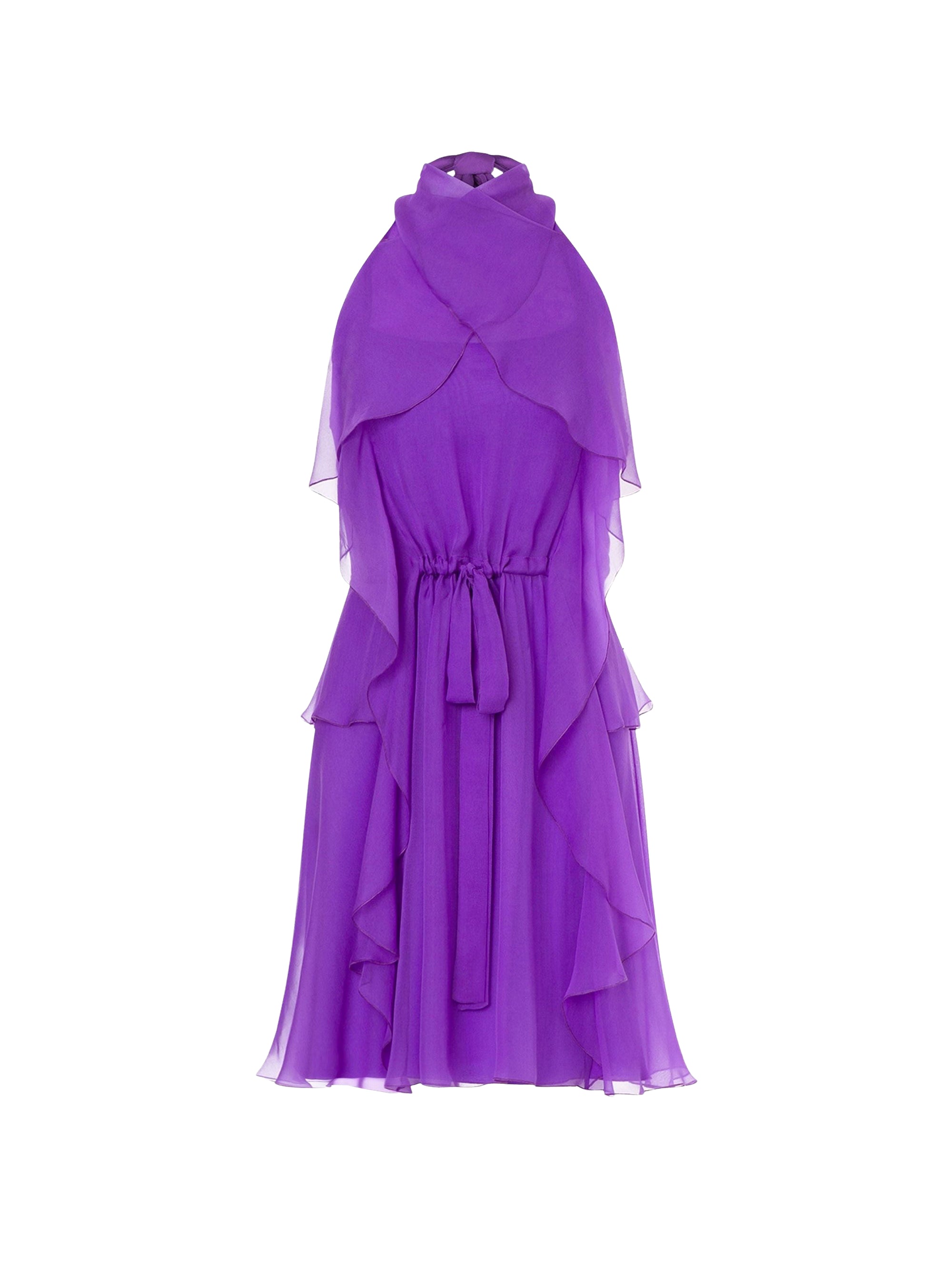 Robe courte en mousseline de soie - Purple