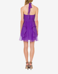 Robe courte en mousseline de soie - Purple