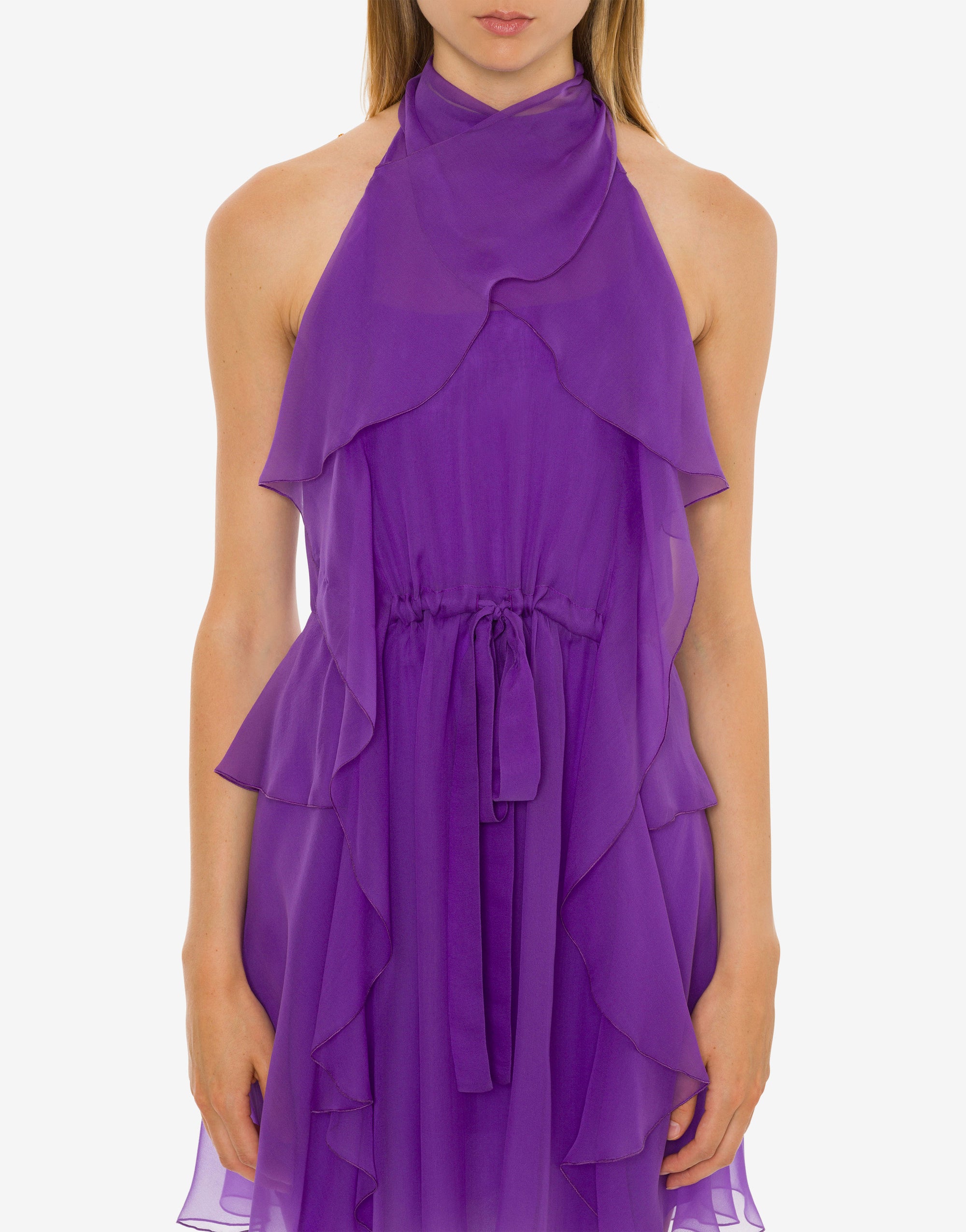 Robe courte en mousseline de soie - Purple