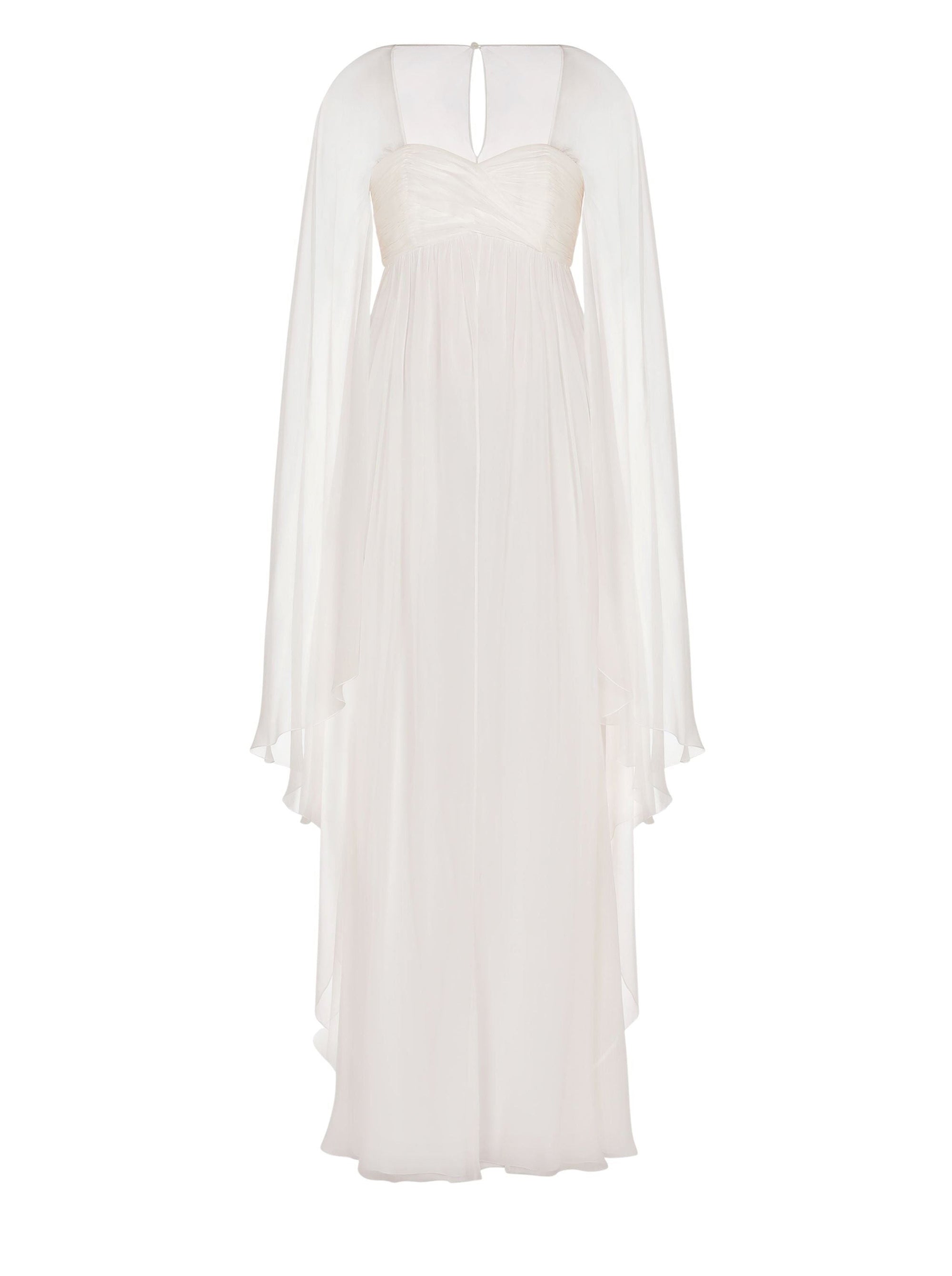 Silk maxi dress with cape - White