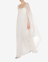 Silk maxi dress with cape - White