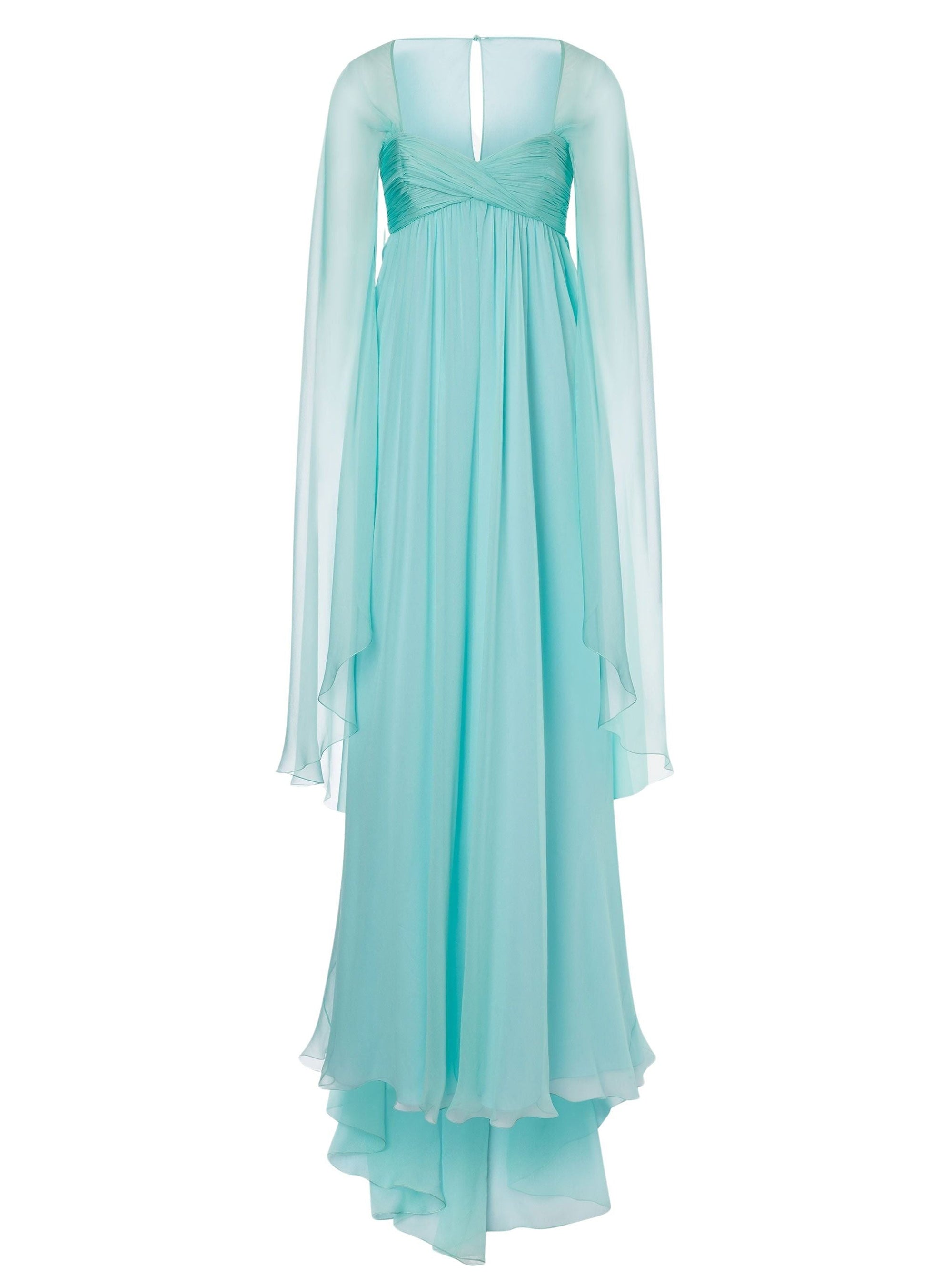 Silk maxi dress with cape - Light Blue