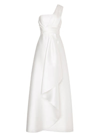 Robe longue épaules asymétriques - White