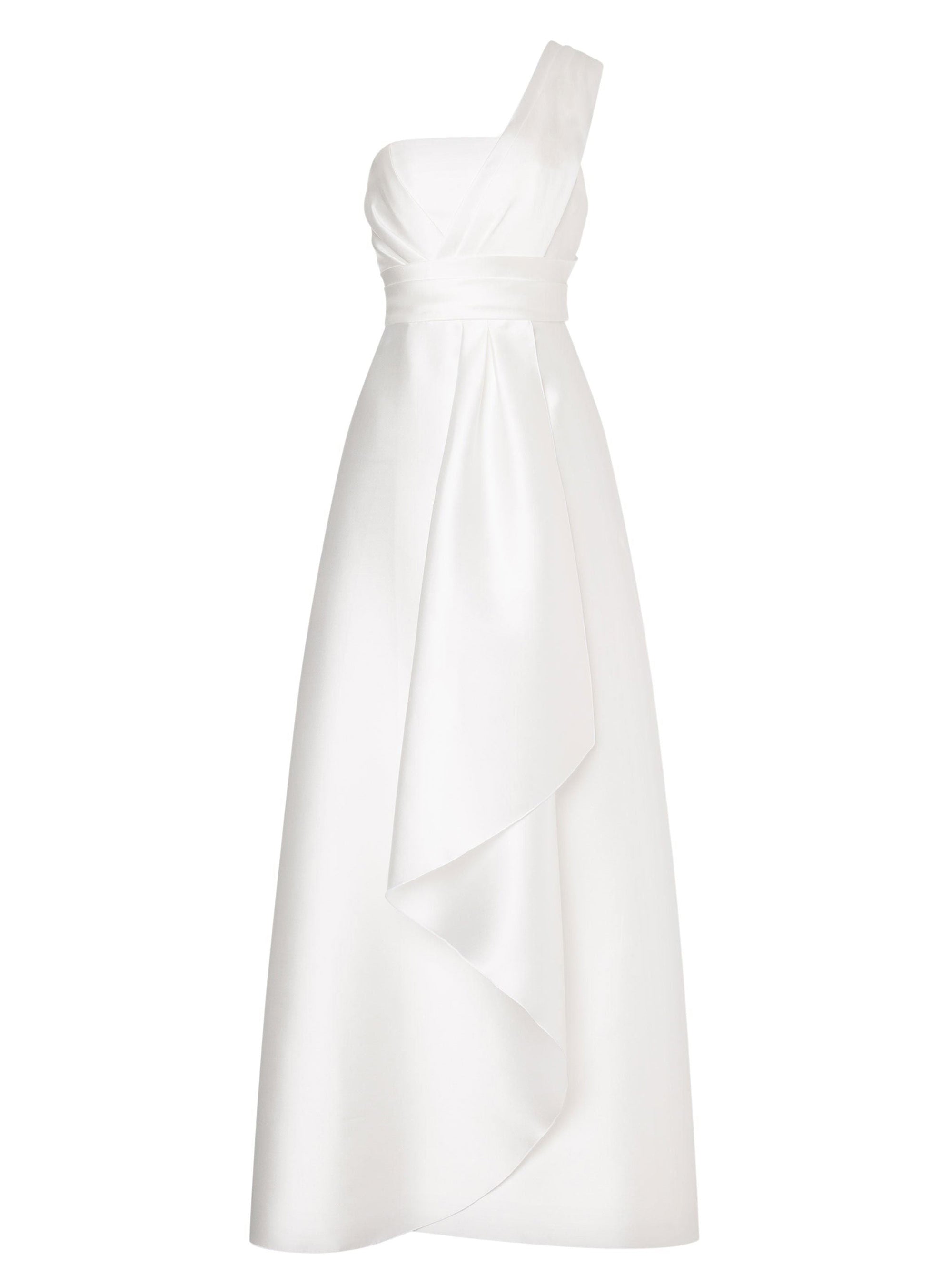 Robe longue épaules asymétriques - White