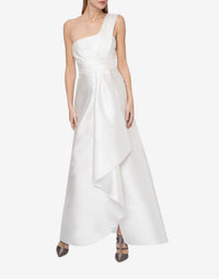 Robe longue épaules asymétriques - White