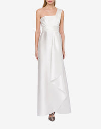 Robe longue épaules asymétriques - White