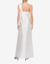 Robe longue épaules asymétriques - White