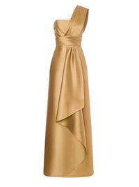 Robe longue épaules asymétriques - Beige