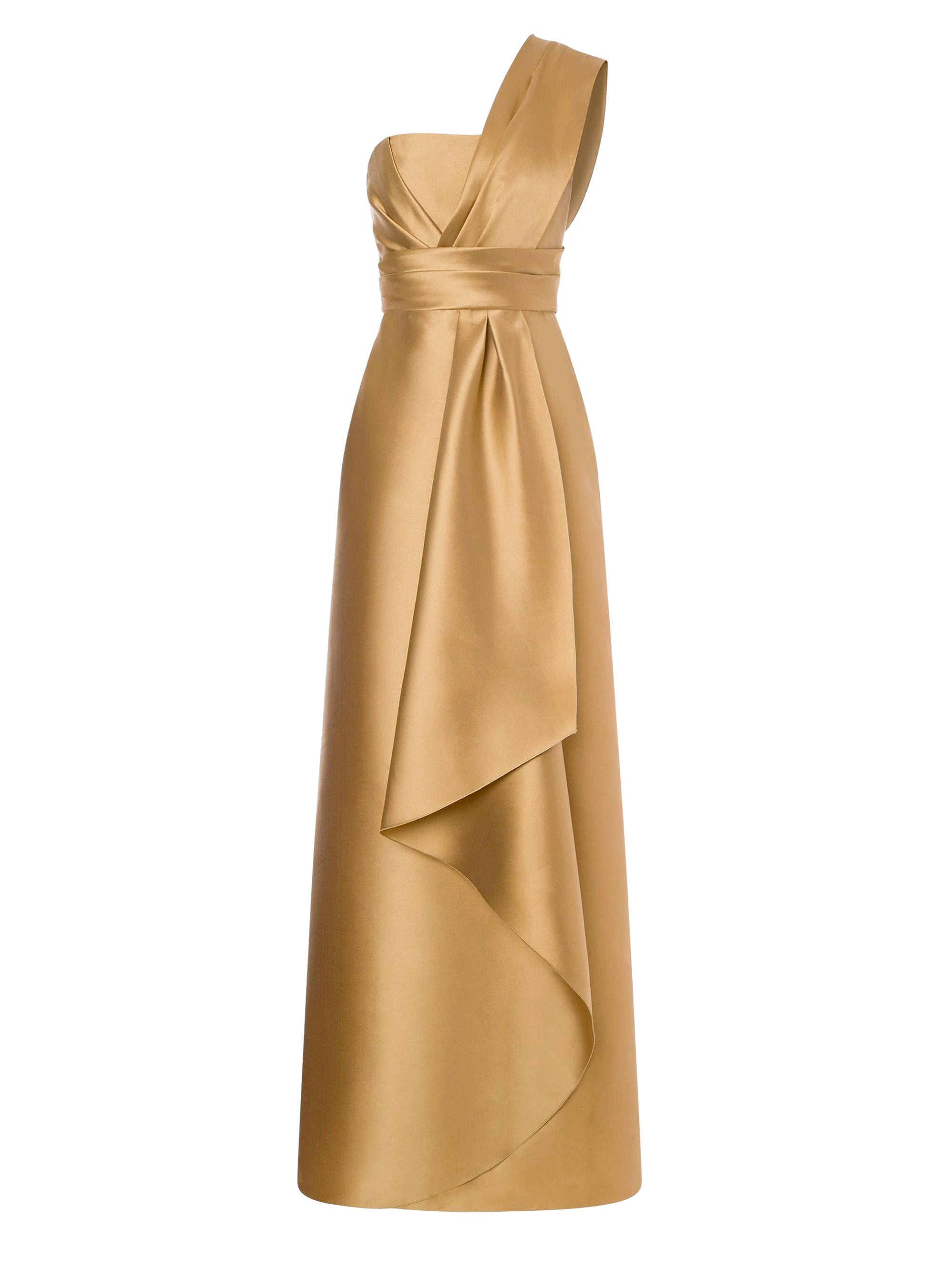 Robe longue épaules asymétriques - Beige
