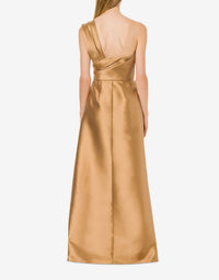 Robe longue épaules asymétriques - Beige