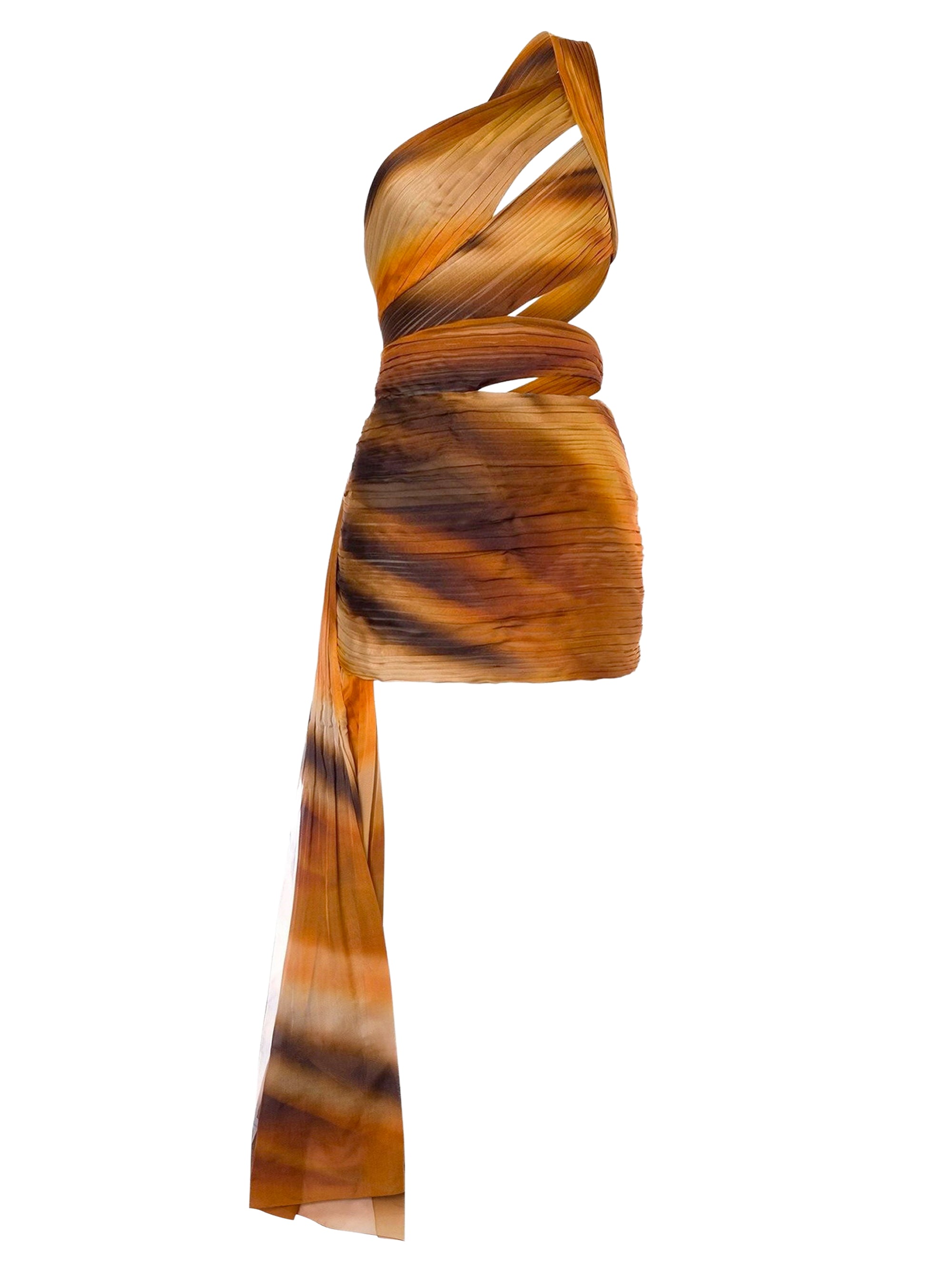 Robe courte en mousseline de soie imprimé dégradé - Brown