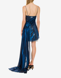 Robe courte en mousseline de soie stratifiée et sequins - Blue