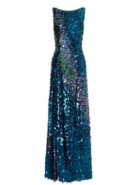 Robe longue en tulle à sequins - Blue