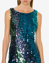 Robe longue en tulle à sequins - Blue