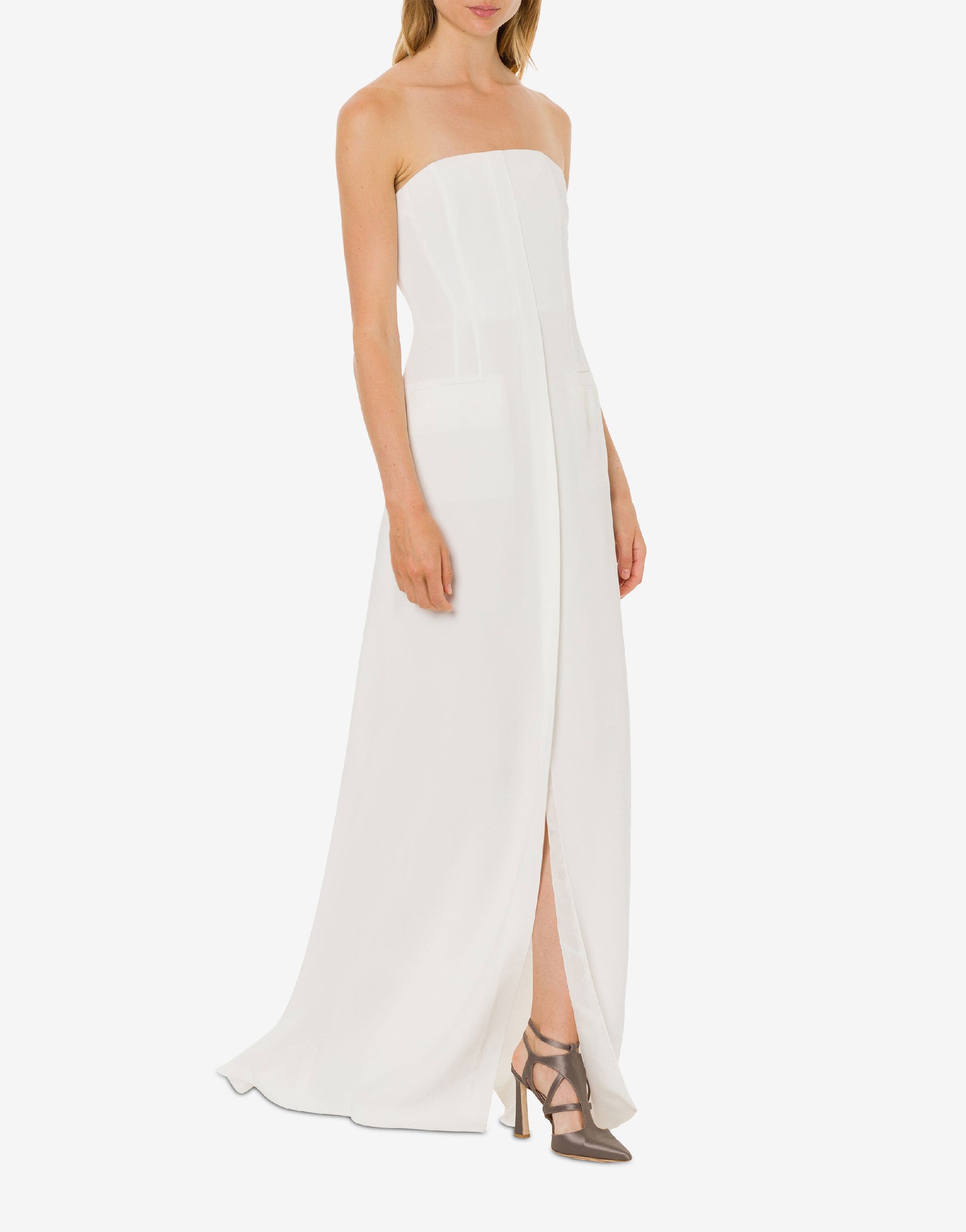 Robe longue bustier en satin - White
