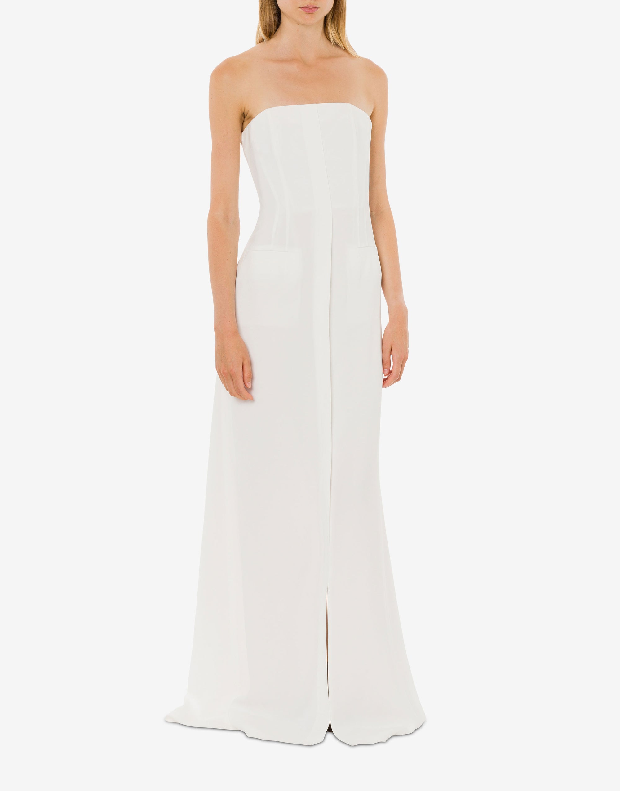 Robe longue bustier en satin - White