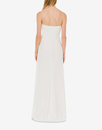 Robe longue bustier en satin - White