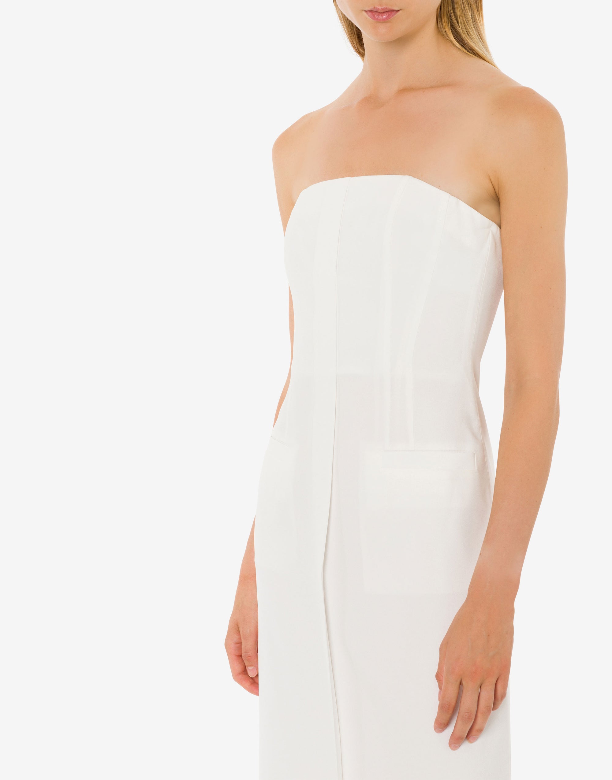 Robe longue bustier en satin - White