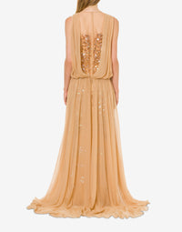 Sequin and chiffon maxi dress - Beige